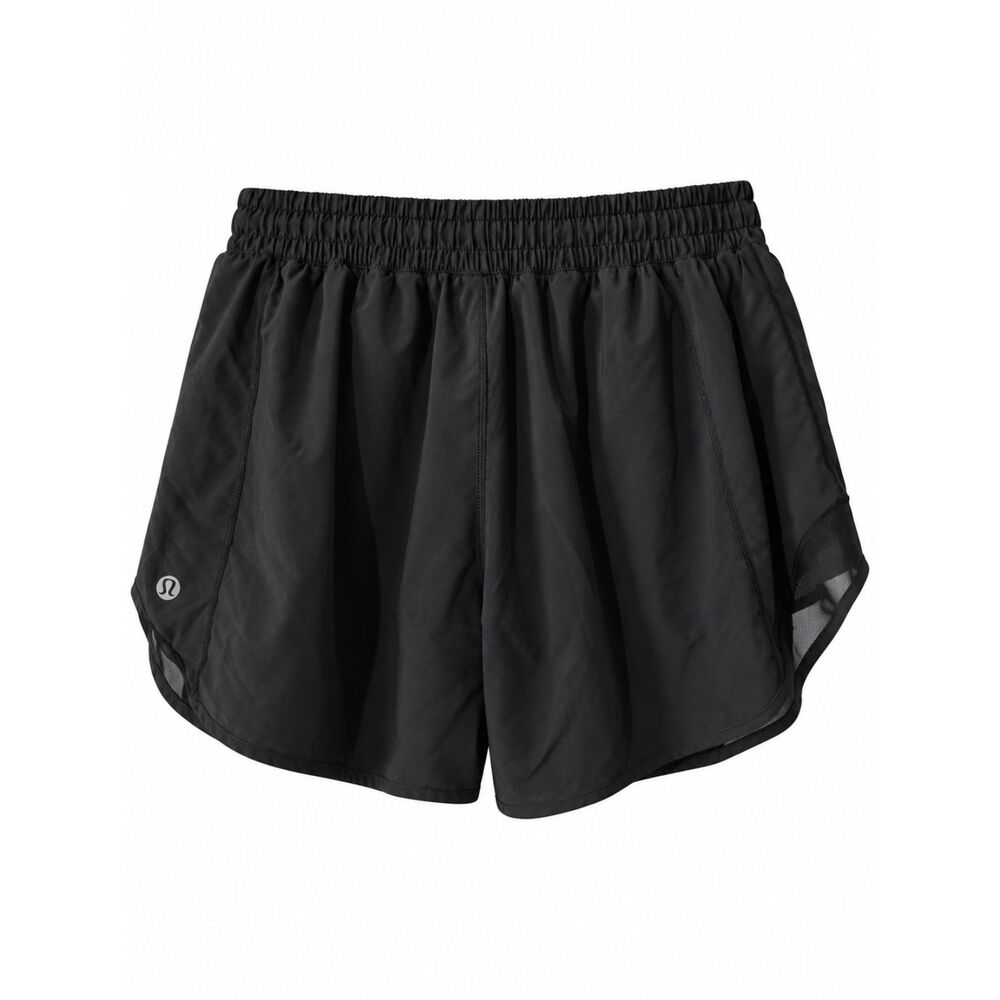 Lululemon Black Running Shorts Size 8 Tall Mesh Trim Zip Pocket Athletic Workout